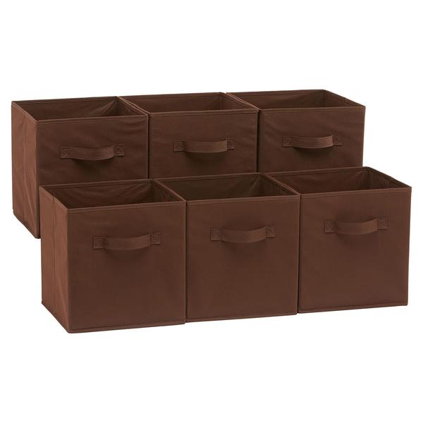 Imagem de Organizador de cubos de armazenamento Amazon Basics Brown, pacote com 6