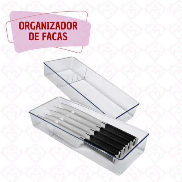 Imagem de Organizador De Facas Com Divisórias Acrilico Transparente 5 Peças