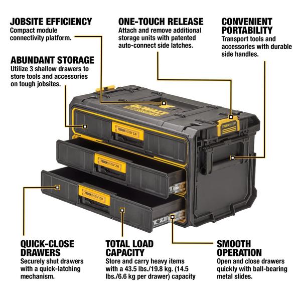 Imagem de Organizador de ferramentas e gaveta de armazenamento DEWALT TOUGHSYSTEM 2.0