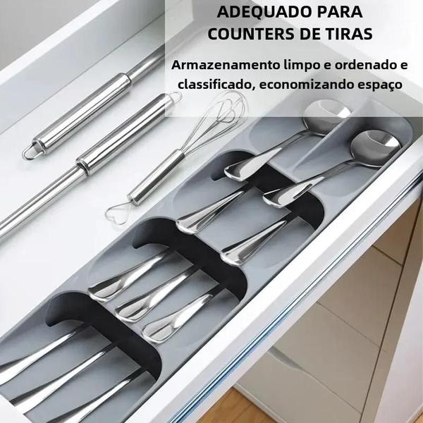 Imagem de Organizador de Gaveta para Cozinha - Grande Bandeja para Talheres, Facas, Garfos e Colheres