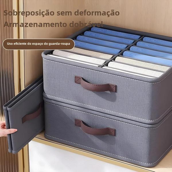 Imagem de Organizador de Gaveta para Roupas - Caixa de Armazenamento com Placa PP para Calças, Suéteres e Jeans