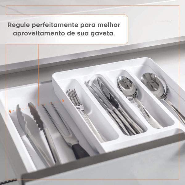 Imagem de Organizador de gaveta porta talheres utensílios expansível