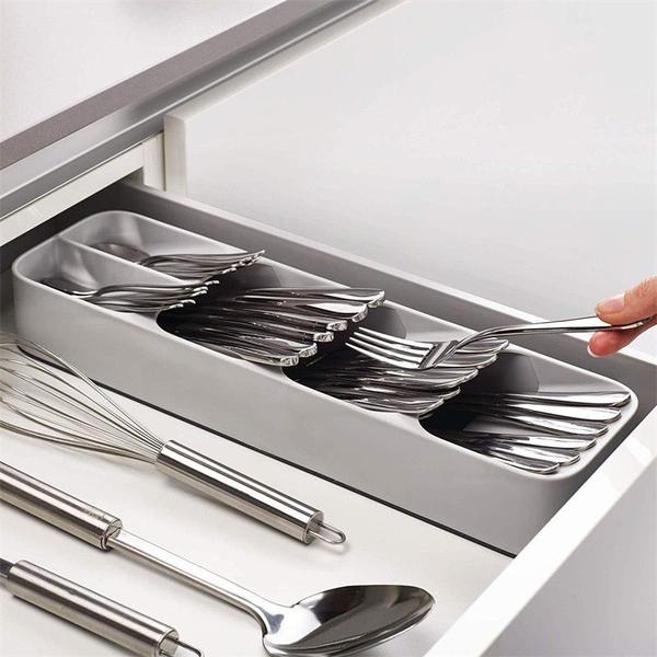 Imagem de Organizador De Gaveta Talheres Separação Garfo Faca 39,8x11,4x5,8cm Colher Suporte Cozinha Porta Facas para Gaveta Sebo 