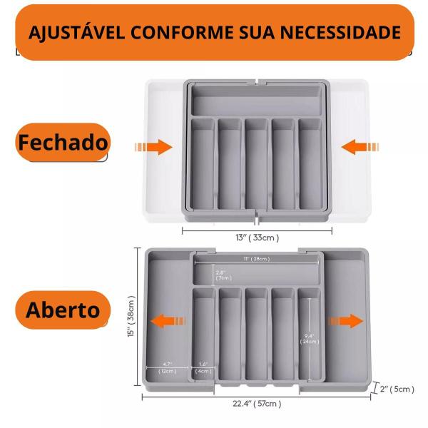 Imagem de Organizador De Gavetas Porta Talheres Extensível Universal