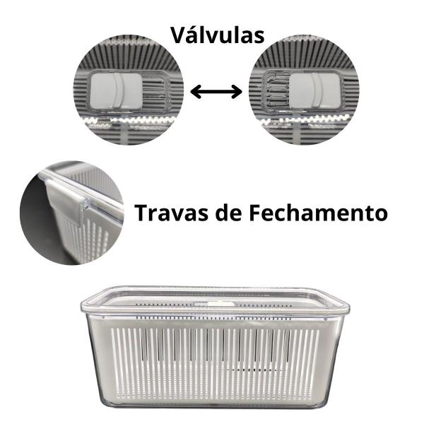 Imagem de Organizador De Geladeira Com Cesto Tampa Trava Hermética