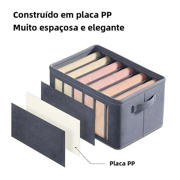 Imagem de Organizador de Guarda-Roupa com Caixa de Armazenamento de Tecido Não Tecido - Cinza