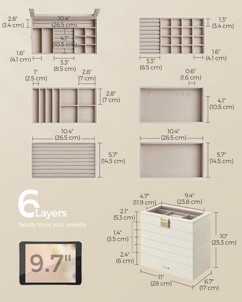 Imagem de Organizador de joias SONGMICS Stackable 6 camadas Cloud White