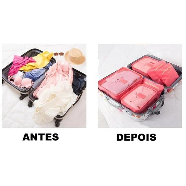 Imagem de Organizador de Mala Viagem Necessaire Kit 6 Peças Rosa CBRN20621