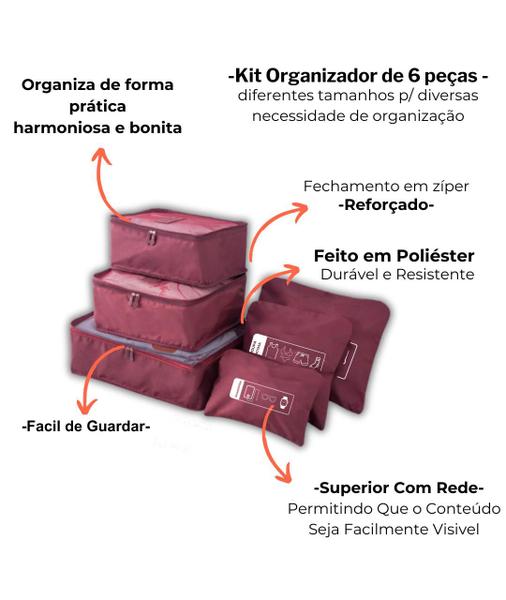 Imagem de Organizador De Mala Viagem Travel 6pçs Qualis Cores Variadas