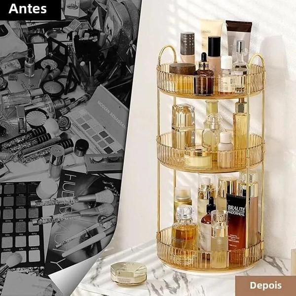 Imagem de Organizador de Maquiagem Rotativo 360° de Alta Capacidade para Cosméticos, Joias e Perfumes