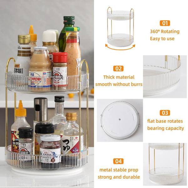 Imagem de Organizador de maquiagem Weidace 360 Rotating 2 Tiers White Plastic