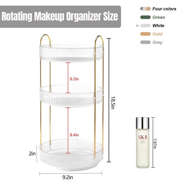 Imagem de Organizador de maquiagem Weidace 360 Rotating 3 Tiers White Plastic