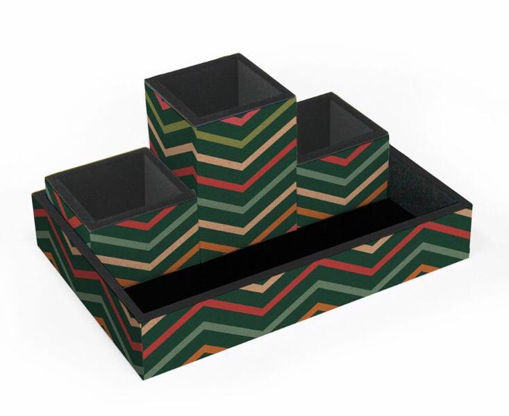 Imagem de Organizador de Mesa 4 Pecas Kraft Zigzag