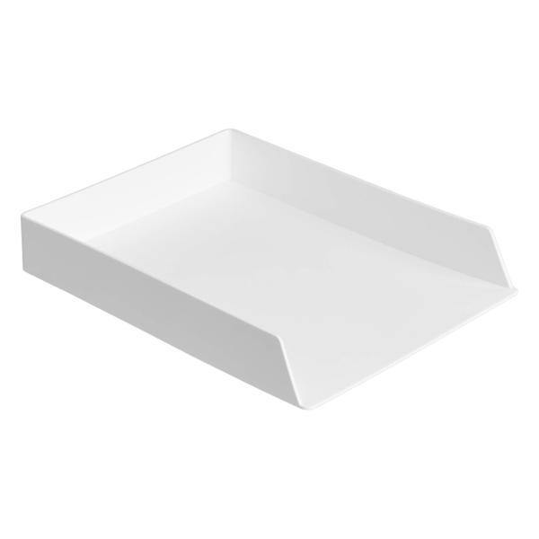 Imagem de Organizador de mesa Amazon Basics retangular de plástico branco, pacote com 2 unidades