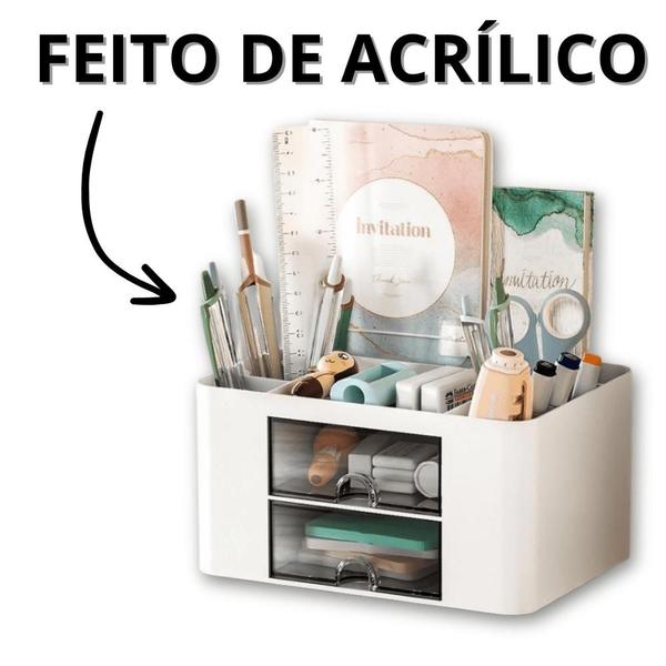 Imagem de Organizador De Mesa Escritório Porta Treco Com Gaveta Caixa Organizadora Com Divisórias Escrivaninha