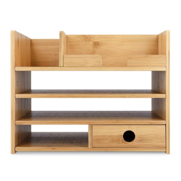 Imagem de Organizador de mesa Navaris Bamboo Wood Desktop Storage