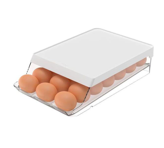 Imagem de Organizador de Ovos Roll Clear Fresh em Poliestireno Transparente/Branco 21un 20,5x33x,7,5cm - Ou