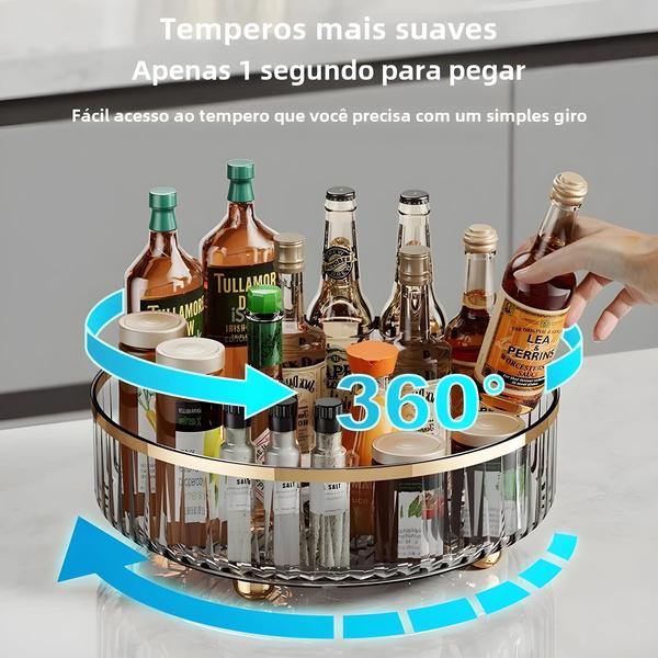 Imagem de Organizador de Perfume Giratório de Luxo com Bandeja de Armazenamento de Cosméticos - 1/2 Camadas