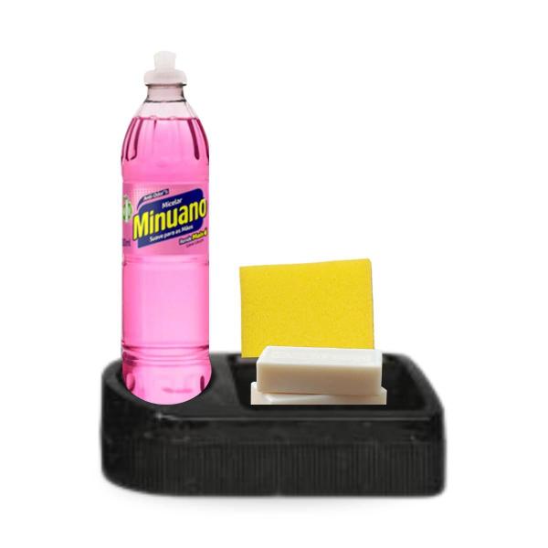 Organizador De Pia Com Suporte Porta Esponja Detergente e Sabão - Micromax Imagem de Organizador De Pia Com Suporte Porta Esponja Detergente e Sabão