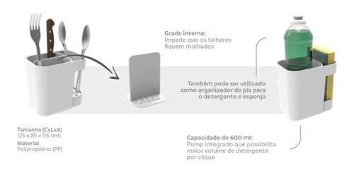 Imagem de Organizador De Pia e Porta Detergente e Talheres Cozinha Verde Soprano