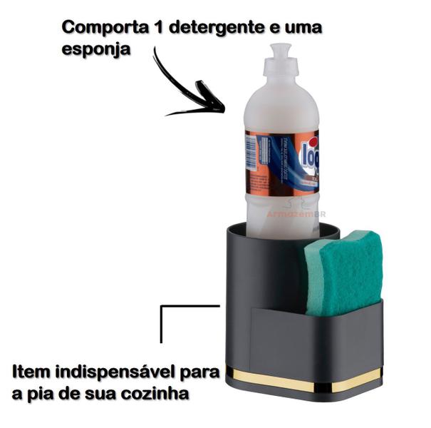 Imagem de Organizador De Pia Porta Detergente Líquido e Bucha Esponja Bancada Pia Cozinha Dourado - 1253PTD Future