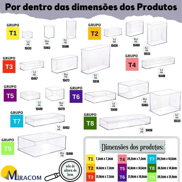 Imagem de Organizador de plástico acrílico 14,6 x 7,3 x 10,6 cm H2 2 unidades Plasutil ref.15468