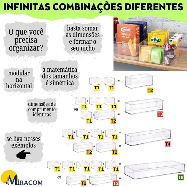 Imagem de Organizador de plástico acrílico 14,6 x 7,3 x 5,45 cm H1 5 unidades Plasutil ref.15438