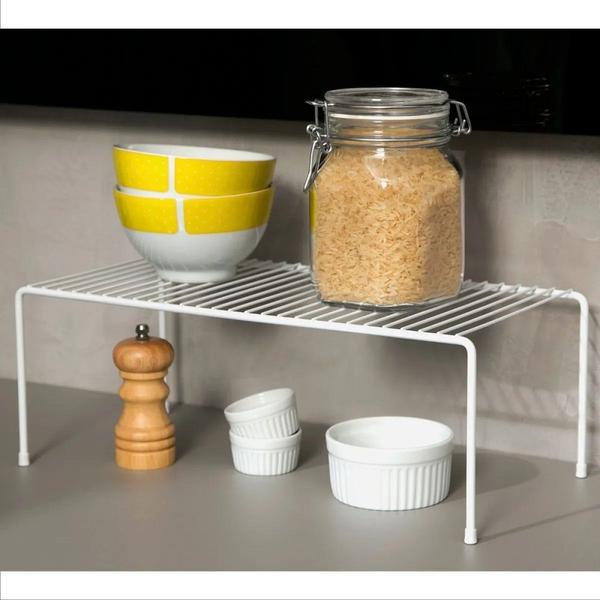 Imagem de Organizador De Prateleira Essence Grande Pra Cozinha 42Cm 100% Aço Dicarlo OR0045 Branco