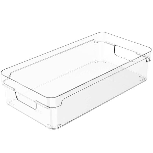 Imagem de Organizador De Prateleira Multiuso 30x15x7cm Caixa Organizadora Transparente Com Alças Clear OU