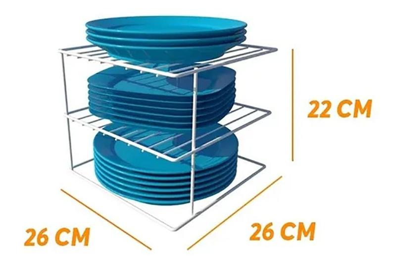 Imagem de Organizador De Pratos Armário Cozinha Aramado Aço Reforçado