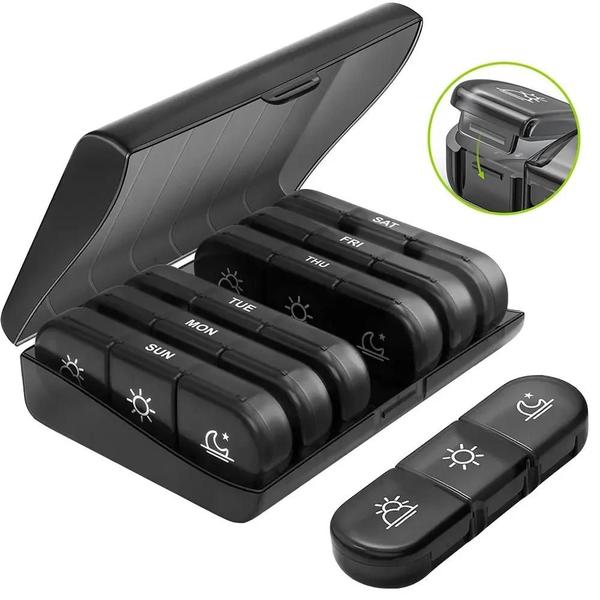 Organizador de Remédios Portátil para 7 Dias - Grande Capacidade para Viagens Imagem de Organizador de Remédios Portátil para 7 Dias - Grande Capacidade para Viagens