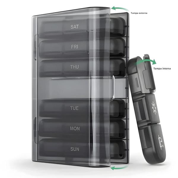 Organizador de Remédios Portátil para 7 Dias - Grande Capacidade para Viagens Imagem de Organizador de Remédios Portátil para 7 Dias - Grande Capacidade para Viagens