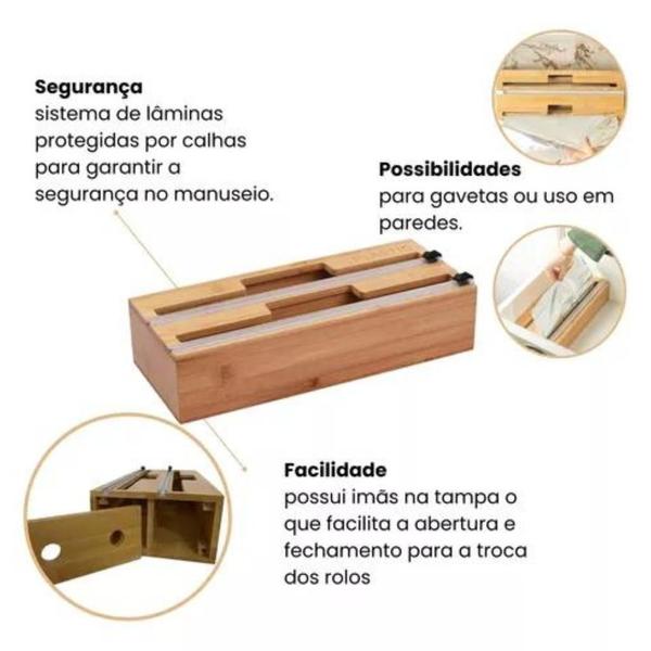 Imagem de Organizador De Rolos Para Gaveta/Parede Em Bambu Ecokitchen 33,5x15cm Mimo Style