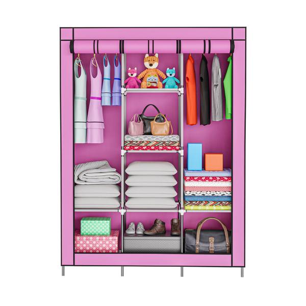 Imagem de Organizador de roupa com cabideiro desmontável compacto pink