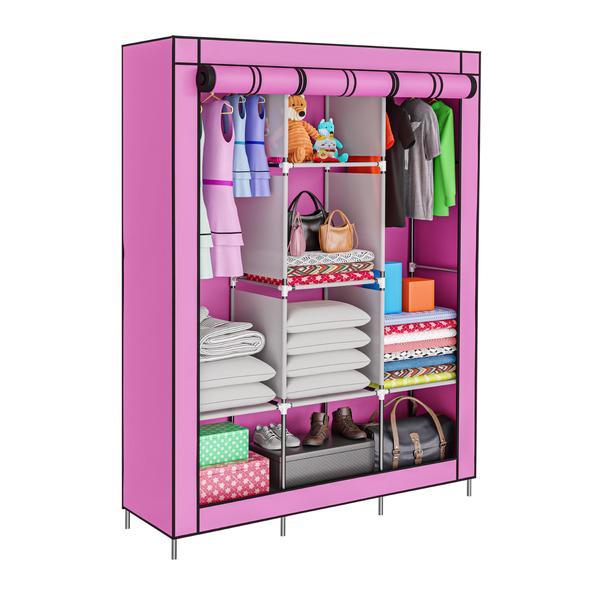 Imagem de Organizador de roupa com cabideiro desmontável compacto pink