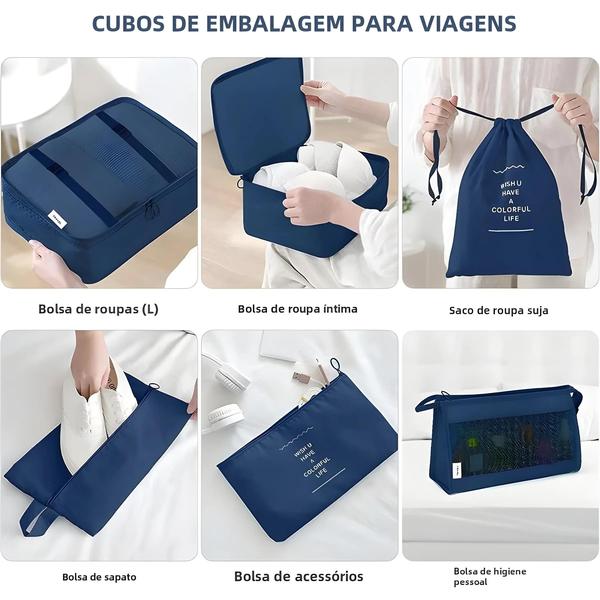 Imagem de Organizador de Roupas de Viagem à Prova d'Água - Conjunto de 11 Peças