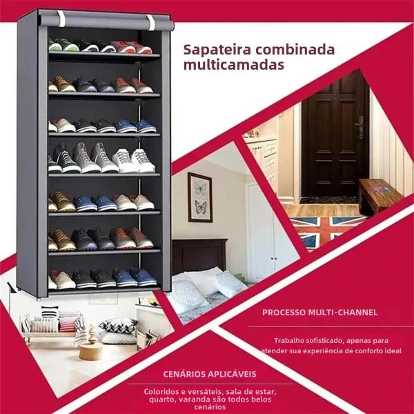 Imagem de Organizador de Sapateira Multicamadas Não Tecido - Prateleira Minimalista para Economia de Espaço