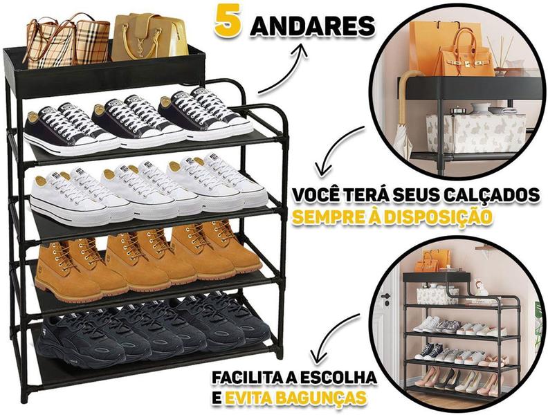 Imagem de Organizador De Sapatos 5 Andares Sapateira Multiuso Desmontável Para Até 8kg Clink