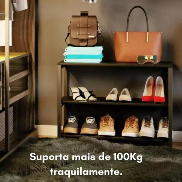 Imagem de Organizador de Sapatos com Espaço para Celular e Relógio em MDF Preto