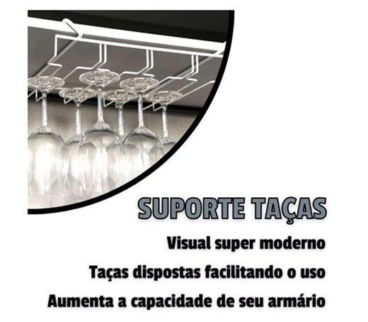 Imagem de Organizador de Taça Suporte Suspenso Porta 12 Taças Organizar Bar Cozinha Preto