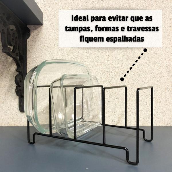 Imagem de Organizador De Travessas Suporte Refratários Assadeira Tampa