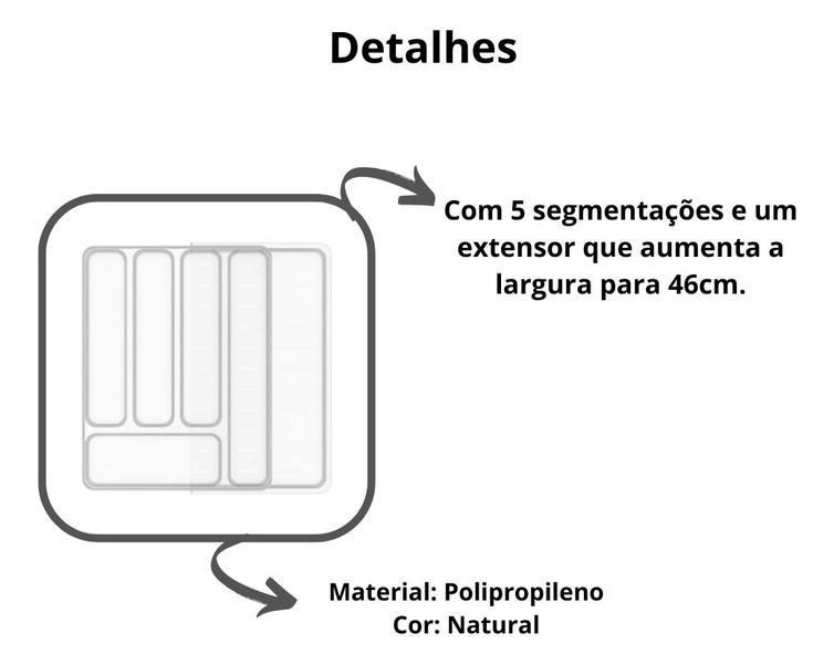 Imagem de Organizador Divisor Porta Talheres Extensível Cozinha Gaveta