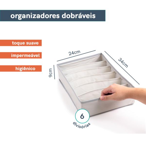 Imagem de Organizador dobrável com 6 divisórias oikos cinza claro