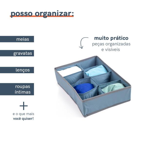 Imagem de Organizador dobrável com 8 divisórias oikos azul