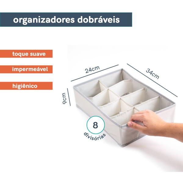 Imagem de Organizador dobrável com 8 divisórias oikos cinza claro