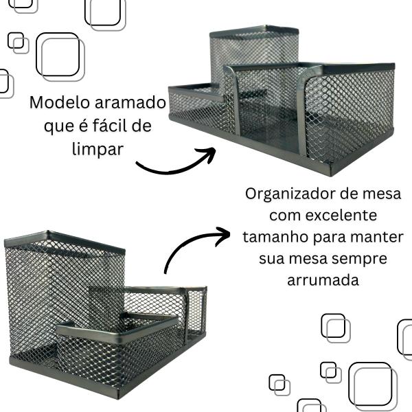 Imagem de Organizador escritório de mesa 3 partiçoes todas as cores 