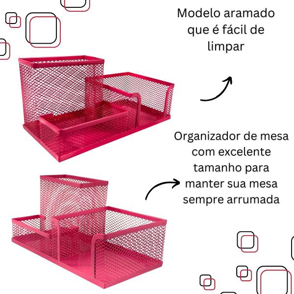 Imagem de Organizador escritório de mesa 3 partiçoes todas as cores 