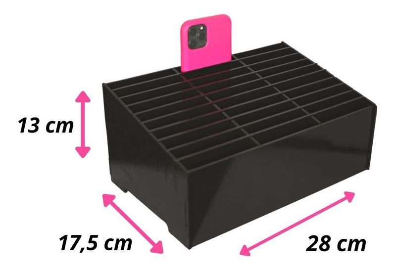 Imagem de Organizador Feito De Madeira De Celular Suporte Assistências 30 Baias Oficinas MDF Cor Preto