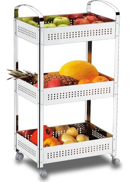 Imagem de Organizador Fruteira Estante Multiuso Inox Com Rodas Brinox