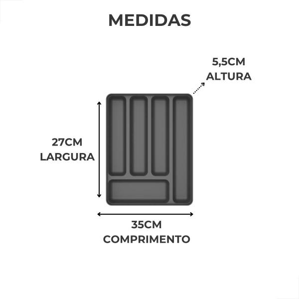 Imagem de Organizador Gaveta Talheres Logic 5 Compartimentos Chumbo